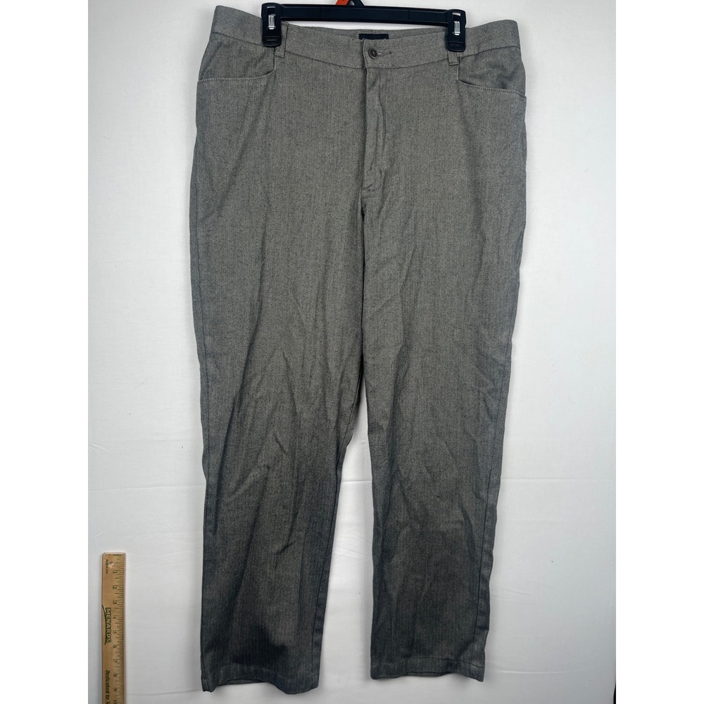 Riders by Lee Stretch Pants Womens Gray Herringbone Straight Leg Trousers 18x27